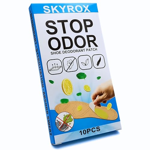 SkyroX Parches desodorizantes y eliminadores de olores de zapatos de uso diario, paquete de 10, refrescante aroma a limón y menta, portátil y versátil, ideal para deportes, viajes y uso en el gimnasio