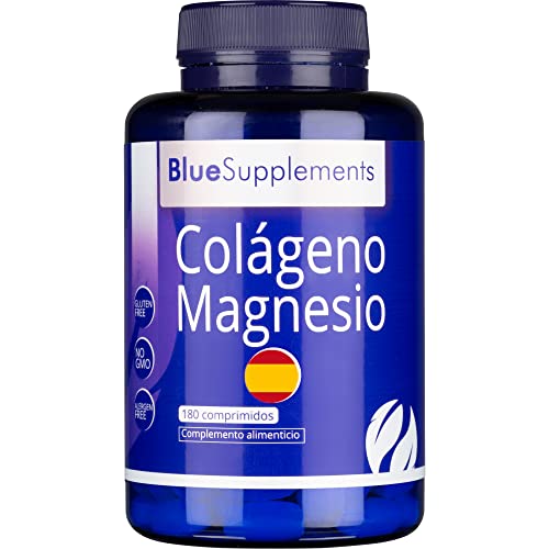 Colágeno Hidrolizado con Magnesio - 180 Pastillas, 30 Días de Tratamiento - Suplemento para Mejorar el Estado de Articulaciones y Huesos, Mejora el Estado de Piel, Uñas y Pelo