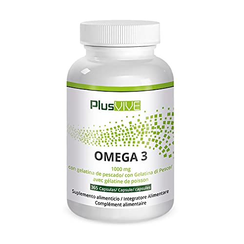 Plusvive - 365 cápsulas de omega 3 con recubrimiento de gelatina de pescado (475 g)