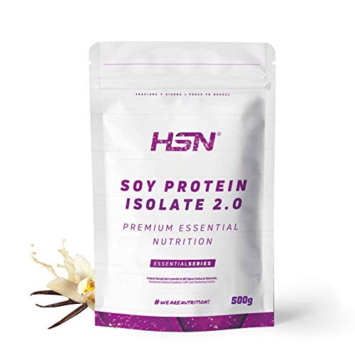 Proteína de Soja Aislada de HSN | Sabor Vainilla 500 gr = 17 Tomas por Envase | 100% Vegana | Soy Protein Isolate | No-GMO, Sin Gluten