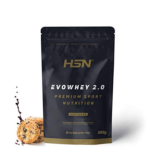 Concentrado de Proteína de Suero de HSN Evowhey Protein 2.0 | Sabor Chocolate Galletas 500 g = 17 Tomas por Envase | Whey Protein Concentrate | No-GMO, Vegetariano, Sin Gluten ni Soja