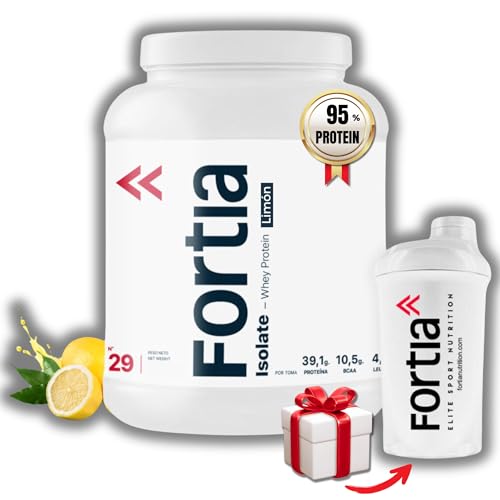 FORTIA Proteina Isolada 100% | Proteinas para Masa Muscular - Whey Protein Isolate | Proteina en Polvo - Materias Primas Europeas de Primera Calidad | 100% Isolate para Atletas (Limon, 900 g)