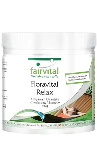 Fairvital | Flora Pro Relax - Probiótico con 5 Cepas bacterianas - Lactobacilos + Bifidobacterias + Inulina + Psyllium (Psilio) en polvo - Plantago ovata - 400 g
