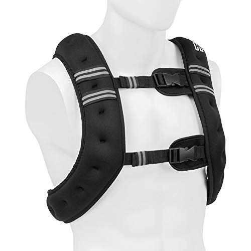 CAPITAL SPORTS X-Vest chaleco lastrado, peso: 8 kg, material: neopreno/nylon, chaleco peso entrenamiento, relleno: bolas de acero, chaleco de peso, 2 correas de pecho, negro