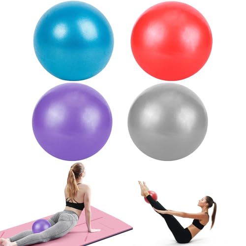 JSMTKJ 4Pcs Pelota de Pilates 25 cm Pelota de Ejercicio Pequeñas Anti-Burst Suave Balones de Ejercicio Deportiva Fitness Antideslizante Entrenamiento para Gimnasio, Yoga