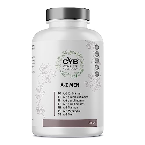 CYB | Multivitaminas y Minerales para Hombres - 365 Comprimidos Multivitaminicos - Suministro para 1 Año - Vitamina D Vitamina C Magnesio Suplemento Vitamina B12 Hierro - Testeado en Laboratorio