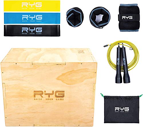 Raise Your Game Caja Plyométrica de madera de entrenamiento, entrenamiento Plyo Jump Training, agilidad, MMA, y acondicionamiento de baloncesto (16 x 18 x 24)