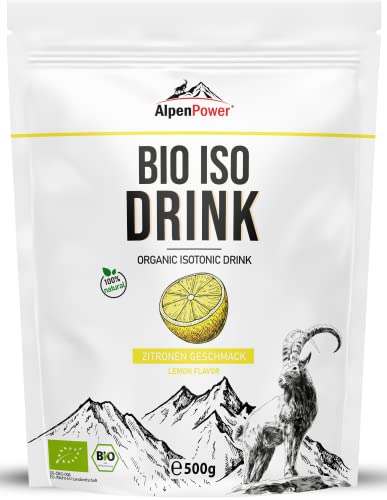 AlpenPower Bio Bebida Isotónica en Polvo Limón 500 g - Bebida isotónica en polvo - Ingredientes 100% naturales - Excelente tolerancia - Sin aditivos artificiales -Ideal para deportes de resistencia