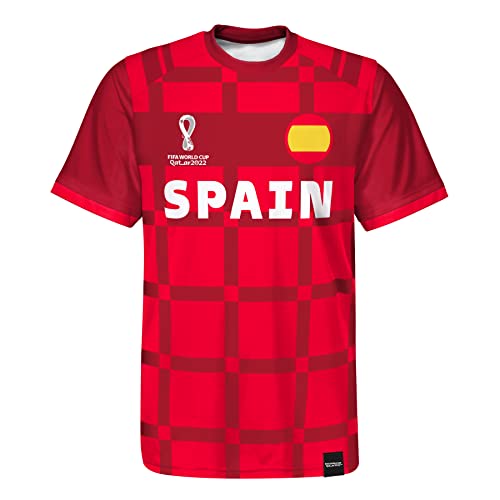 FIFA Manga Corta Clásica Oficial de la Copa Mundial 2022-España Camiseta, Rojo, 8-10 años para Niños