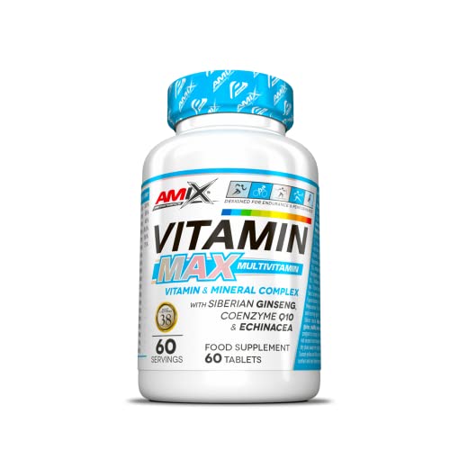 AMIX - Vitaminas para el Cansancio - Performance VitaMax Multivitamin - 60 Tabletas - Contiene Vitaminas y Minerales - Ideal para Deportistas de Resistencia - Complejo Vitamínico Completo