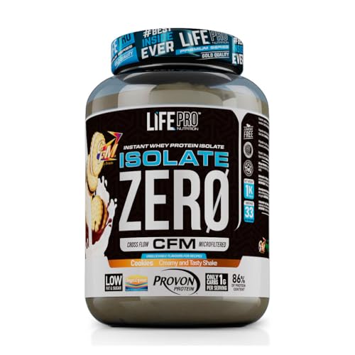Life Pro Isolate Zero 1Kg | Alimento Deportivo de Proteína de Suero Aislada, Suplemento Proteísnas para Mejora y Crecimiento del Sistema Muscular, Aumenta Resistencia. (Cookies, 1 kg)