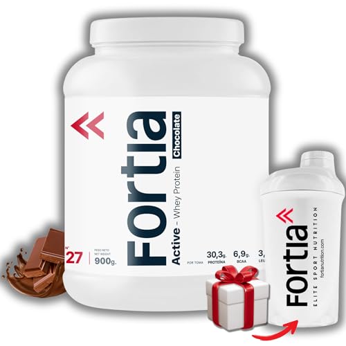 Fortia Proteinas Whey | Proteinas para Masa Muscular - Proteina en Polvo | Materias Primas Europeas - Whey Protein | Recuperación y Desarrollo Muscular | 900gr Chocolate