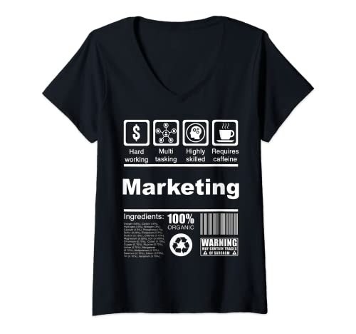 Mujer Marketing Datos Nutricionales Divertidos - For Marketer Camiseta Cuello V