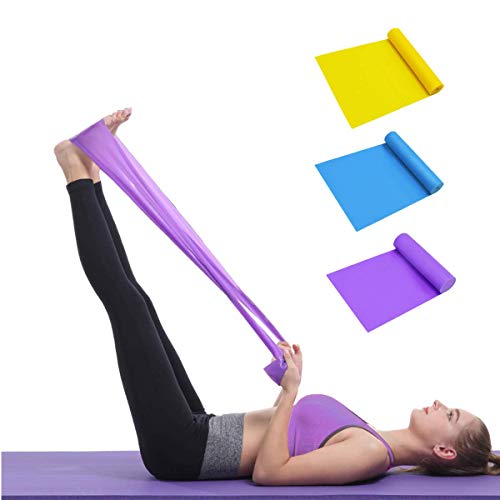 Kit de bandas de resistencia, [juego de 3] 1.5 m bandas de yoga para ejercicio con 3 niveles de resistencia, bandas de resistencia para entrenamiento, ideal para yoga, pilates, fitness