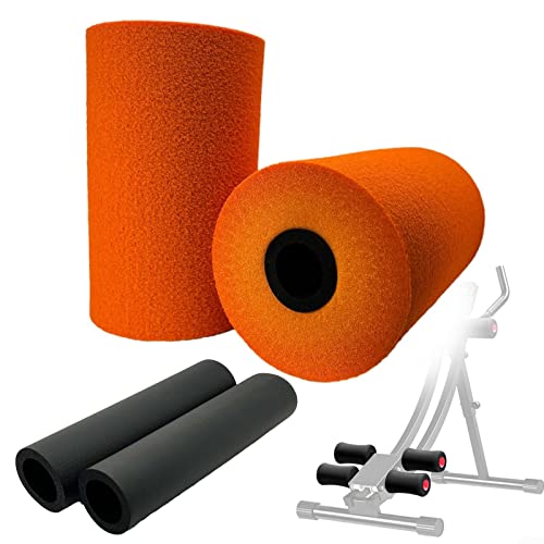 Juego de 2 almohadillas de espuma para pies, juego de rodillos de repuesto para extensión de piernas para banco de pesas para gimnasio en casa, 140 mm, naranja