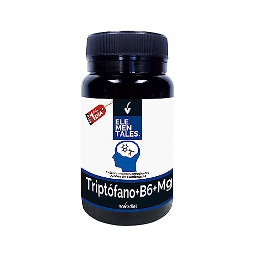 Novadiet - ELEMENTALES TRIPTOFANO Cápsulas con Triptófano, Vitamina B6 y Magnesio – Complemento Alimenticio Para el Estado de Ánimo, el Descanso y la Función Psicológica - 30 Cápsulas