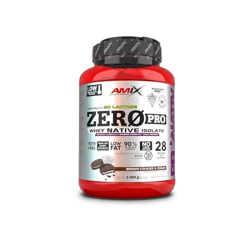 Amix - Zero Pro Protein - Suplemento Alimenticio - Mejora del Rendimiento - Contiene Aminoácidos Bcaa - Glutamina en Polvo - Nutrición Deportiva- Sabor a Cookie Crema - Bote de 1 Kg