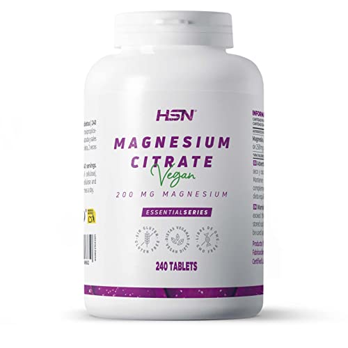 HSN Citrato de Magnesio 400 MG Mineral Elemental por dosis diaria | 240 Tabletas de Puro Magnesio de ALTA Biodisponibilidad | No-GMO, Vegano, Sin Gluten