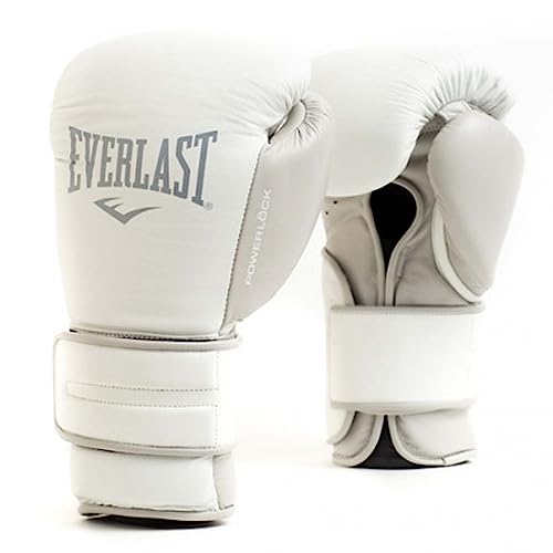 Everlast Unisex - Guantes de Boxeo para Adultos Powerlock 2 Guante de Entrenamiento, Blanco, 16oz