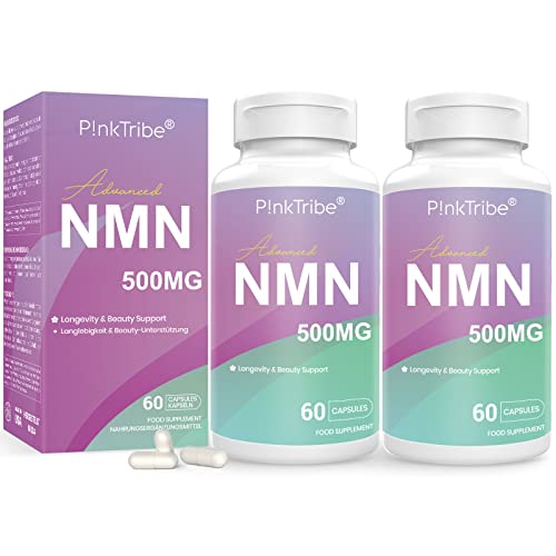 Cápsulas NMN, suplemento NAD+, mononucleótido de nicotinamida NMN de 500 mg con péptidos de colágeno, ácido hialurónico, para la longevidad y la energía antienvejecimiento (2 Pack)