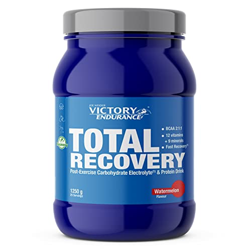 VICTORY ENDURANCE Total Recovery (1250g) Sabor Sandía, Preparado Bebida Post-Entreno de Carbohidratos Electrolitos y Proteínas, Con BCAA 2:1:1, 12 Vitaminas y 9 Minerales
