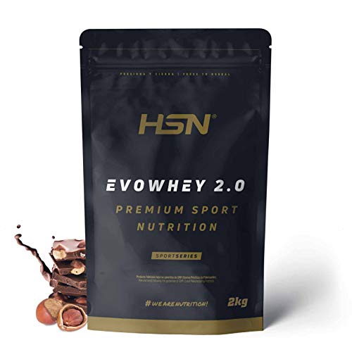 Concentrado de Proteína de Suero de HSN Evowhey Protein 2.0 | Sabor Chocolate Avellanas 2 Kg = 67 Tomas por Envase | Whey Protein Concentrate | No-GMO, Vegetariano, Sin Gluten ni Soja