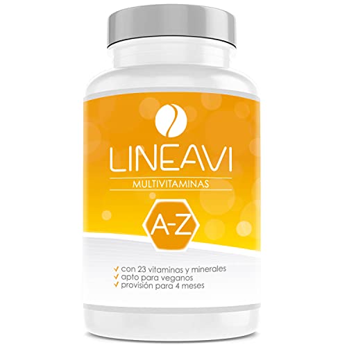 LINEAVI Multivitaminas, concentrado de 23 vitaminas y minerales de la A a la Z, contribuye a la función del sistema inmunitario, fabricado en Alemania, 120 cápsulas veganas (para 4 meses)