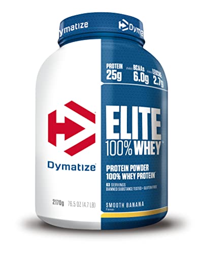 Dymatize Elite 100% Whey Smooth Banana 2170g - Pulverizador de adecuada Poteína y Baja Azúcar + Proteína de Suero y BCAA