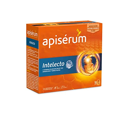 APISERUM Intelecto Viales Bebibles - Favorece el Rendimiento Intelectual, Concentración y Memoria , Multivitamínico con Jalea Real, Vitamina B, Aminoacidos y Ginkgo Biloba