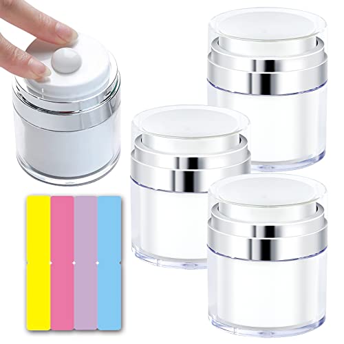 3 Frascos 30ml Airless Pump Dispensador Crema con Etiqueta, Vacío Botes Rellenables Cosmetic Cream Jar, Portátil Drunk Elephant Container Botellas Viaje