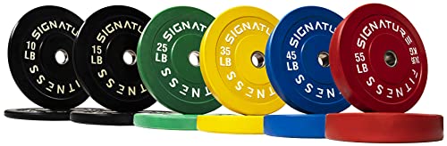 Signature Fitness Placas olímpicas de 2 pulgadas con cubo de acero, juego de 260 libras (2 x 10/15/25/35/45/55 libras), color