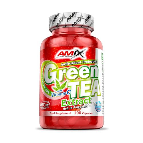 AMIX - Suplemento Alimenticio - Green Tea Extract en Formato de 100 Cápsulas - Contiene Vitamina C - Reduce la Fatiga o Cansancio - Efecto Antioxidante