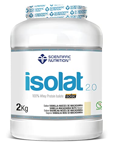 Scientiffic Nutrition - Isolat 2.0, Whey Protein, Suplemento de Proteina Aislada ISO con Lactasa, Proteina de Suero de Leche en Polvo - 2Kg, Vainilla y Nueces de Macadamia.