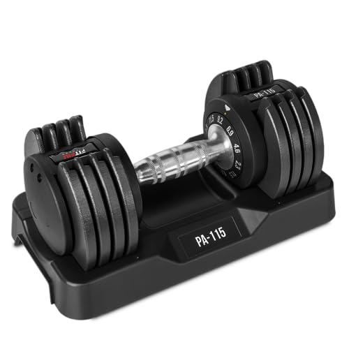 FITFIU Fitness PA-115 - Mancuerna ajustable de 2,3kg hasta 11,5kg para entrenamientos musculación indoor, pesa regulable hasta 11,5kg