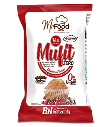 Beverly Mufit Zero 14% Proteína | 24 unidades de 45 gramos | Horneadas, sin azúcares añadidos ni aceite de palma | Fuente de proteína y fibra (ARANDANOS)