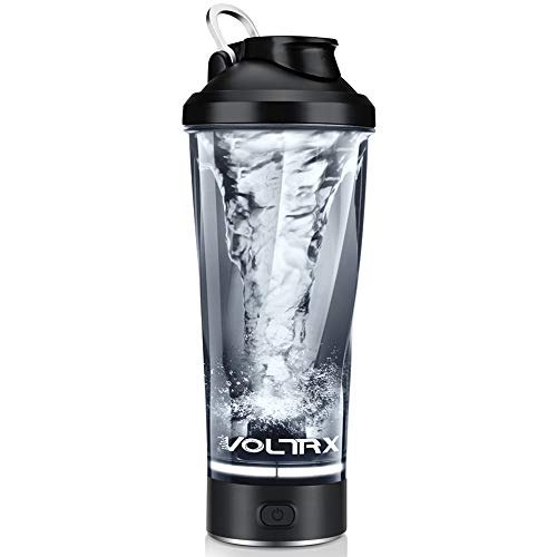 VOLTRX mezclador de proteinas eléctrica, Hecho con Tritan - Sin BPA - Vaso shaker portable vortex de 24oz(700ml)/ Botella mezcladora recargable USB para batidos de proteínas (Negro)