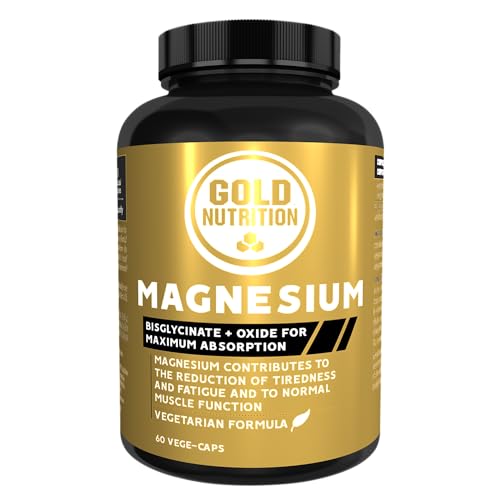 GoldNutrition Magnesio 600mg | Gliscinato y Óxido de Magnesio las 2 formas que garantizan su máxima absorción | Reduce Cansancio y Fatiga, Alivia Dolor Articulaciones y Músculos | 60 cápsulas