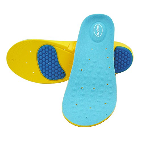 Plantillas de gel HappyStep para deporte y uso diario, proporciona apoyo en el arco de los pies; de espuma viscoelástica y refuerzo extra en el talón (3 tamaños disponibles) Size L: UK Size 8-11.5