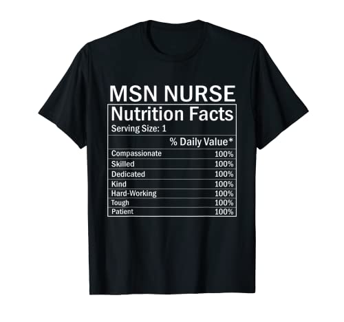 Acción de Gracias Navidad Funny MSN Nurse Información nutricional Etiqueta Camiseta
