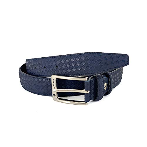 Cinturón de hombre P-CLUB 02 azul con impresión trenzada en caja de regalo