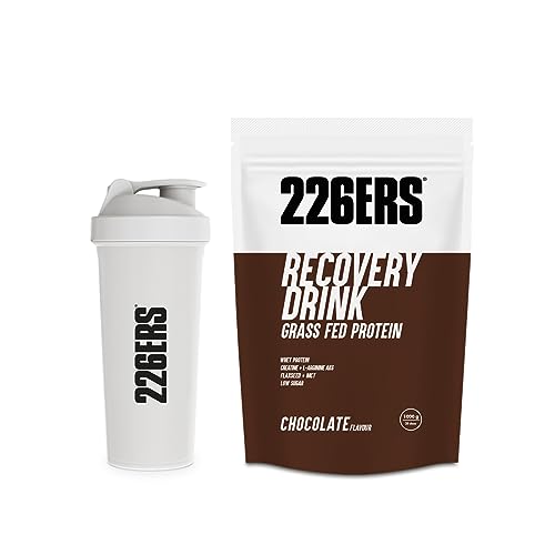 226ERS Recovery Drink + Shaker | Recuperador Muscular con Proteína Whey, Chocolate - 1 kg + Vaso Mezclador de Proteínas y Suplementos en Polvo, BPA Free - 800ml