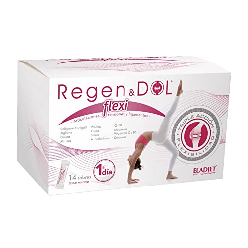 Complemento Alimenticio Regendol Flexi - 14 Sticks - Para el Bienestar de Músculos y Tendones - Ayuda a Mantener la Flexibilidad de las Articulaciones - Favorece la Formación del Colágeno - Eladiet