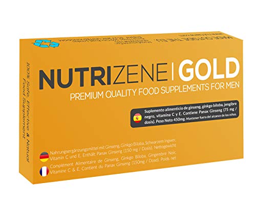 NUTRIZENE GOLD - Nuevo suplemento alimenticio seguro, efectivo y 100% natural para hombres para mejorar el rendimiento y ayudar a aumentar la resistencia y resistencia energética - 12 cápsulas
