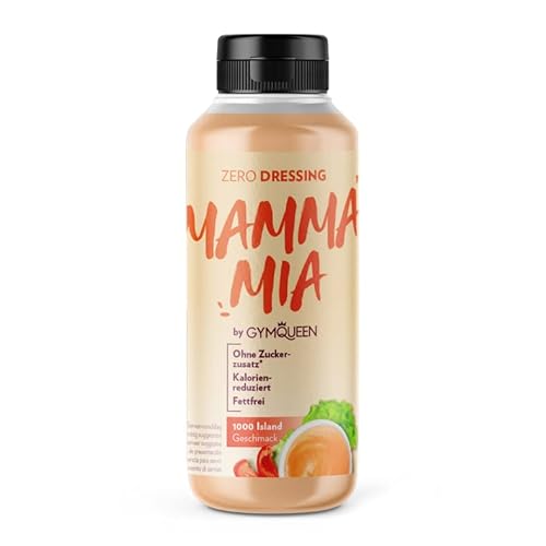 GymQueen Mamma Mia Zero Sauce 265 ml, baja en calorías y grasas, para refinar platos o como aliño de ensaladas, vegetariana, 1000 Islandia