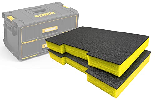 Shadow Foam Easy Peel – Insertos de espuma para cajones DeWalt ToughSystem [Amarillo 50mm Twin Pack] para organización de herramientas, Kaizen, 5s, almacenamiento de herramientas y cajas de