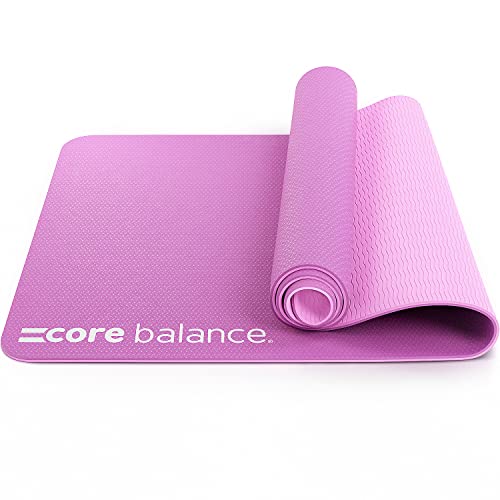 Core Balance Esterilla Antideslizante para Yoga, Pilates, Fitness - Material TPE súper Resistente, Alta Densidad - Alfombrilla 6mm cómoda, Ligera, compacta, con Correas, 183 x 65cm, 6 Colores