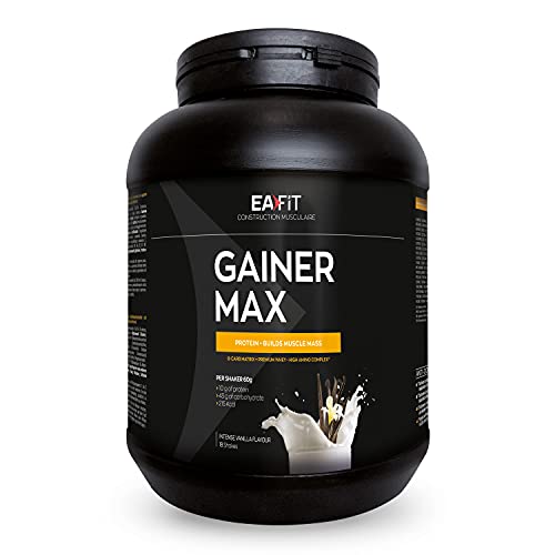 EAFIT GAINER MAX 1,1kg - Vainilla Intensa - Proteína - Whey + Huevo - Aumento de la masa muscular - Aporte calórico - Vitaminas Minerales-18 porciones - Marca francesa - Certificado antidopaje