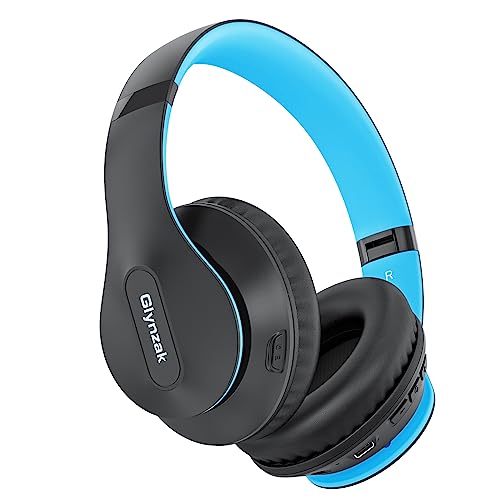 Glynzak Auriculares Inalambricos Diadema - Auriculares Bluetooth V5.3 6EQ Modos 65H Tiempo de Reproducción HiFi Estéreo Plegable Auriculares Inalámbricos para Deportivos/PC/TV/iPhone (Negro Azul)