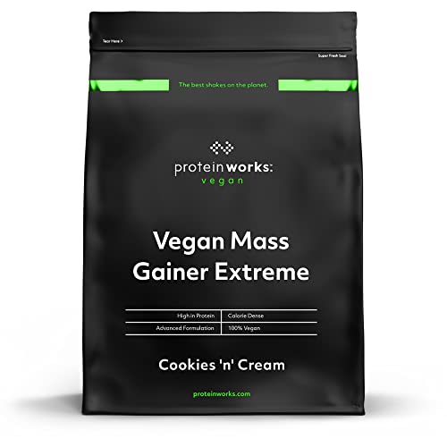Protein Works| Mass Gainer Vegano Extreme | Galletas Con Nata | 100% a Base de Plantas | Alto en Calorías Para el Aumento de Masa | 1kg