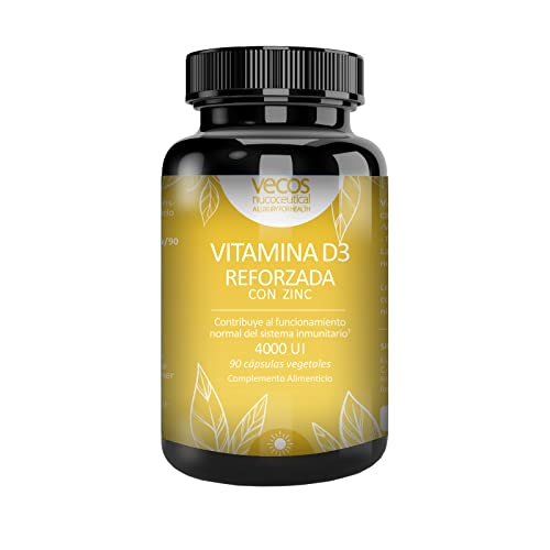 Vitamina D3 con Zinc para Reforzar el Sistema Inmunológico - Contribuye al Mantenimiento Normal de los Músculos - Propiedades Antioxidantes - Complemento Alimenticio